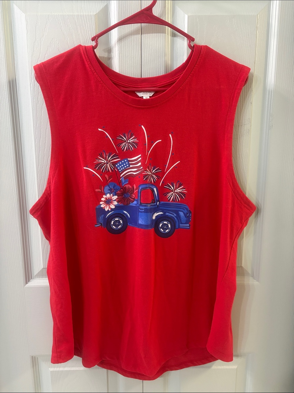 Coral Bay Women’s Sleeveless Patriotic Truck Graphic Tank Top size 1X